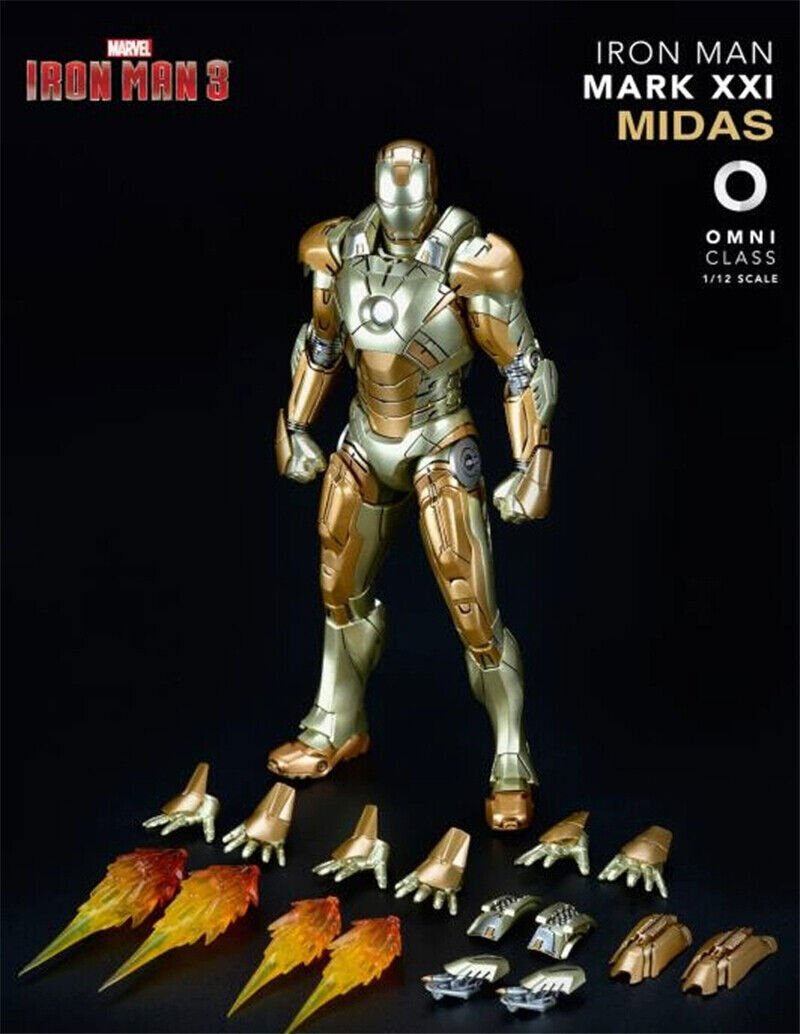 New Comicave CS Iron Man MK21 Metal Action Figure 1/12 Light Model In Box 15cm